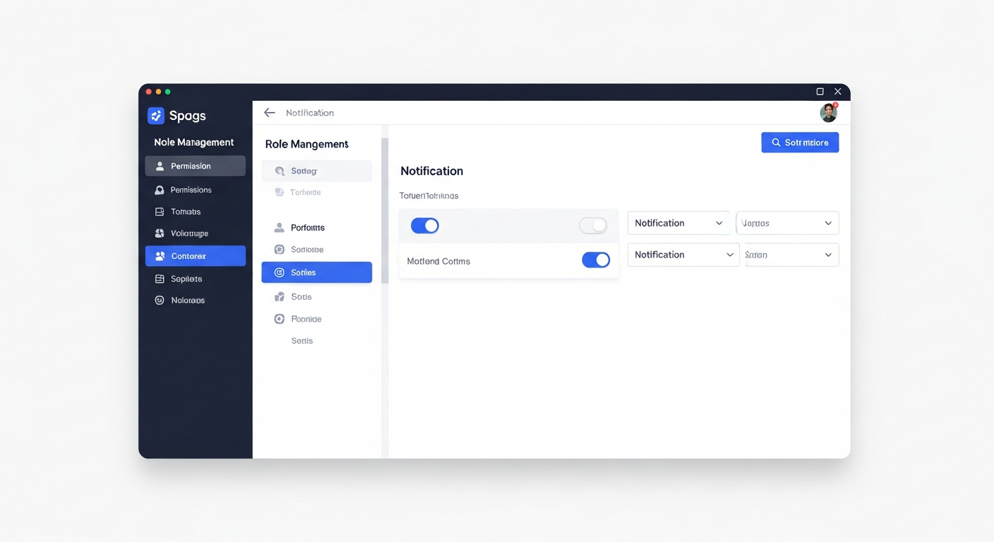 Interface de gestion des droits et notifications d'une application métier