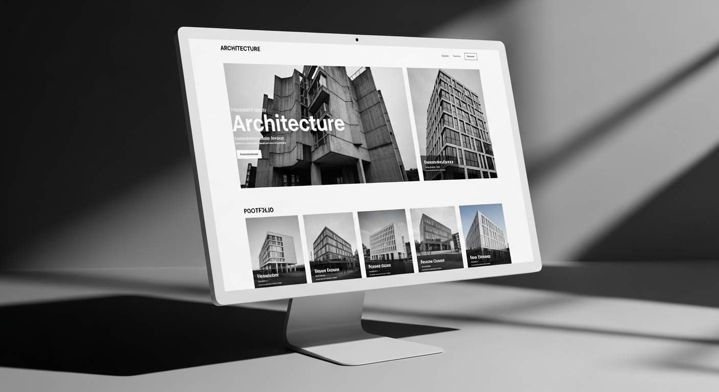 Portfolio d'un cabinet d'architecture — design épuré avec galerie de projets architecturaux