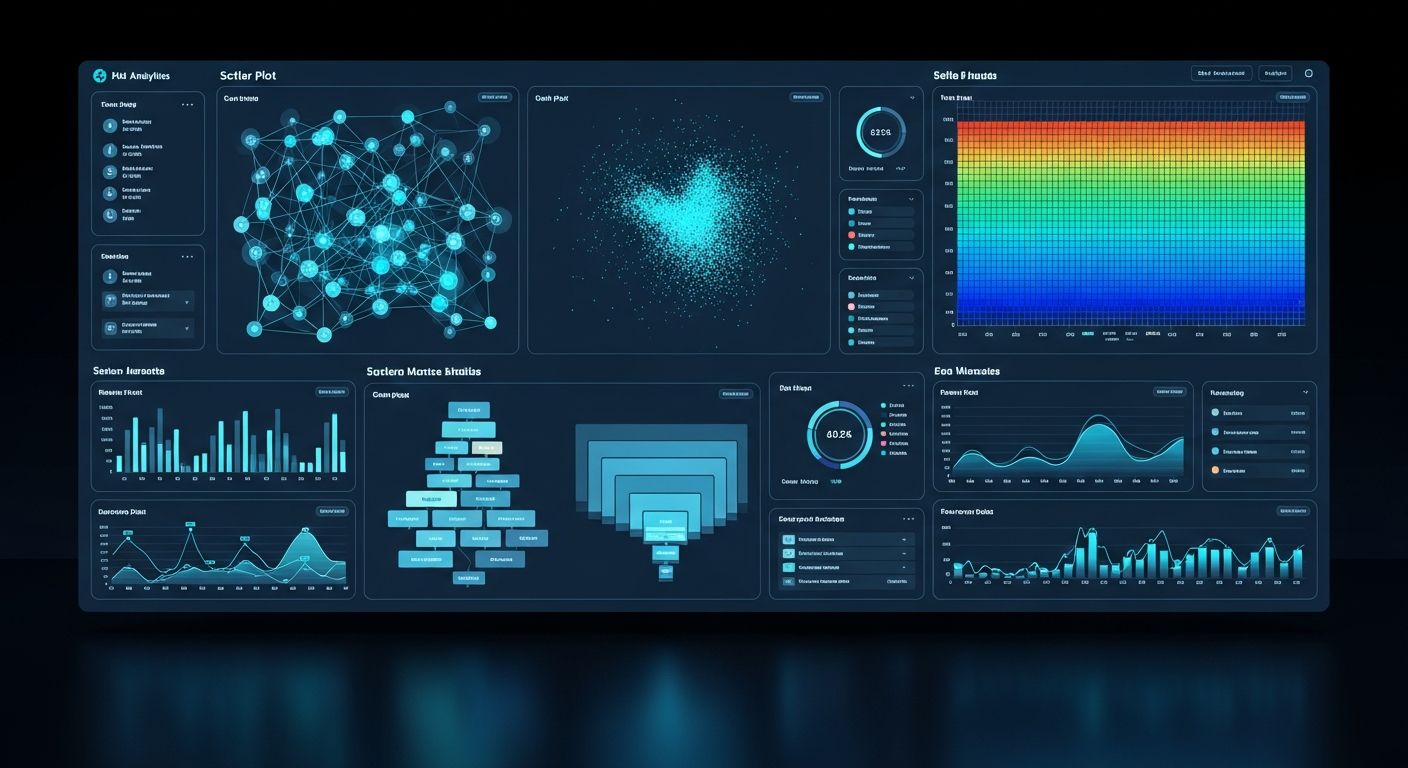 Interface avancée de dashboard data avec visualisations complexes