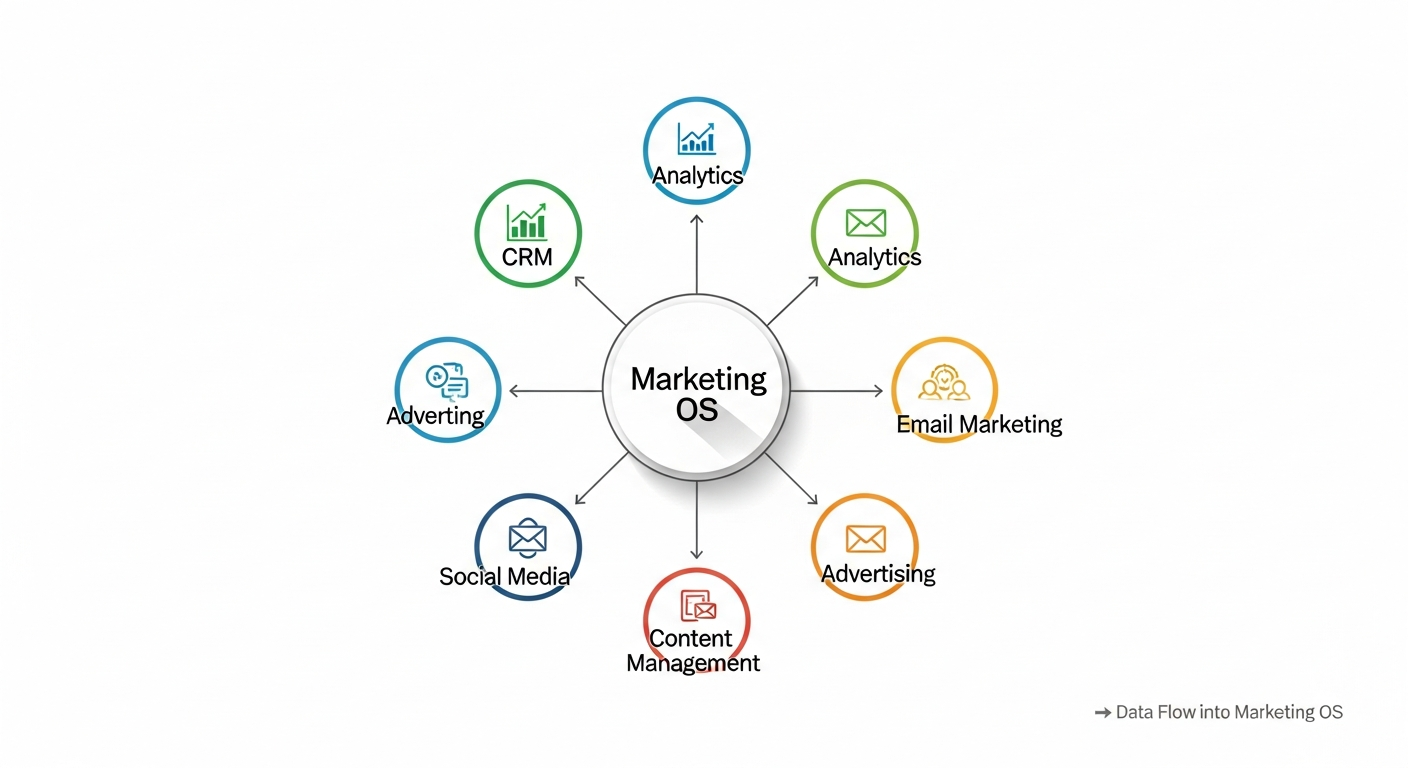 Écosystème d'intégrations du dashboard marketing avec les outils connectés