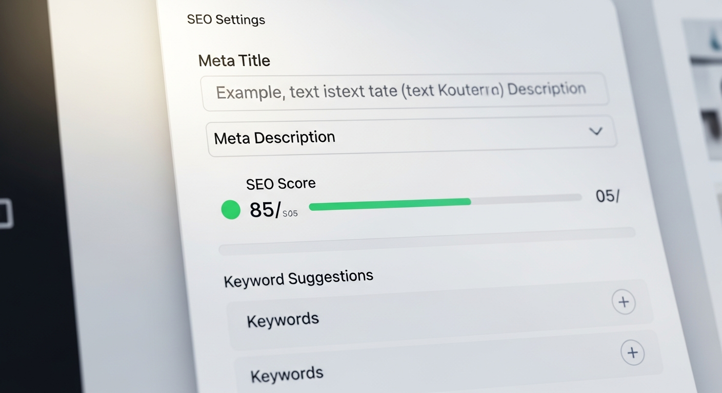 Panneau de gestion SEO dans l'éditeur de site web