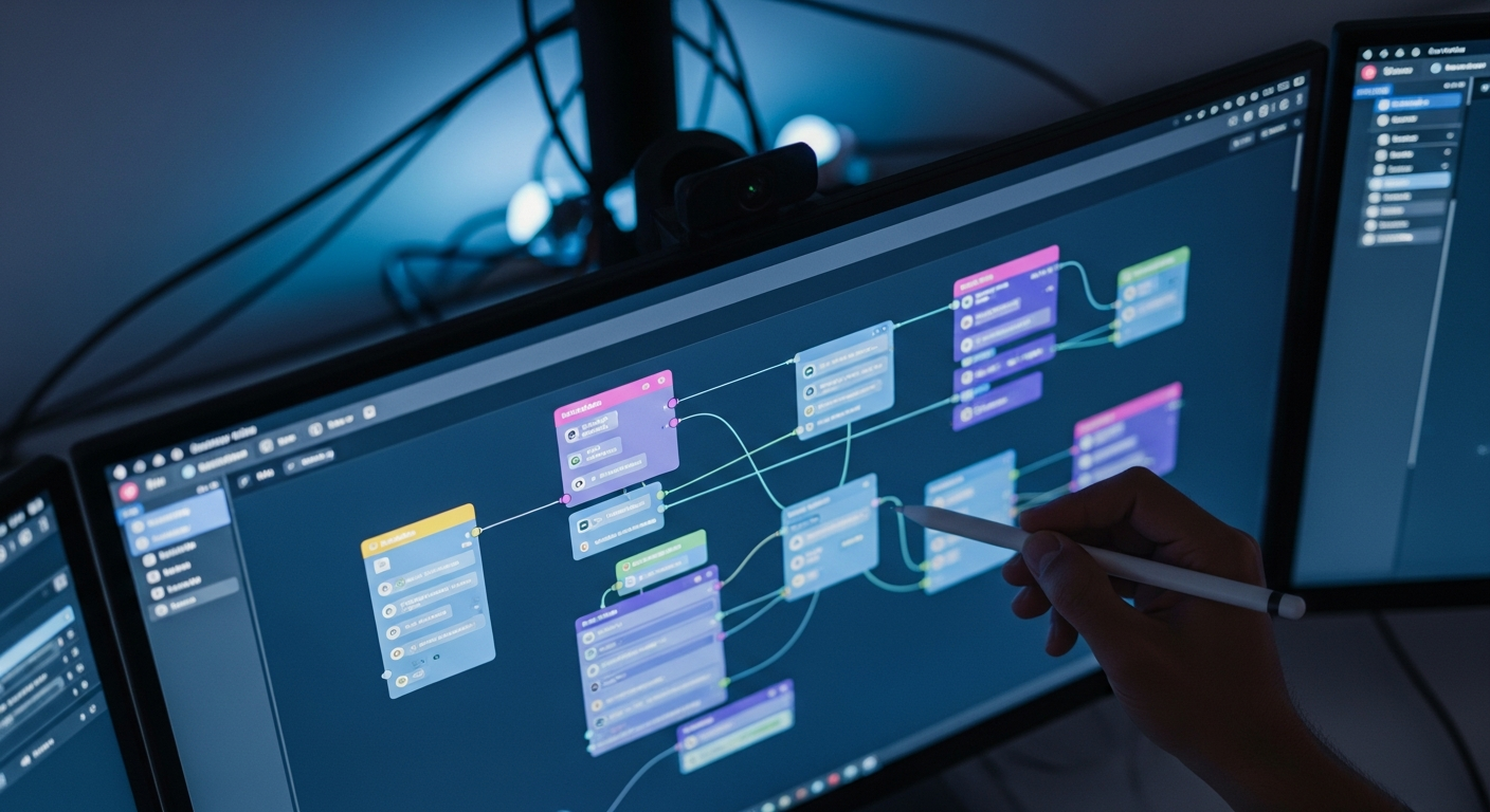 Architecture type d'un workflow n8n avec IA
